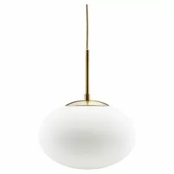 House Doctor Opal Hanglamp Messing Met Wit Glazen Kap