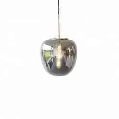 Hubsch Hanglamp Grijs Glas Met Messing Detail