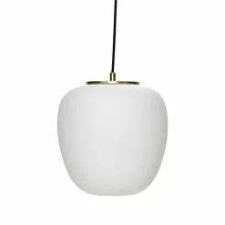 Hubsch Hanglamp Wit Glas Met Messing Detail