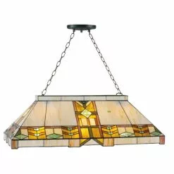 Clayre & Eef Tiffany Eettafel Pooltafel Lamp Mohawk Serie - Oranje, Groen, Beige, Geel - Glas, Metaal