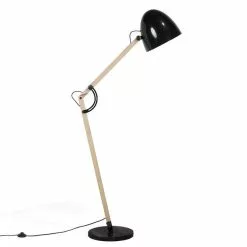 Beliani HETTON - Staande Lamp-Zwart-Eikenhout, Marmer