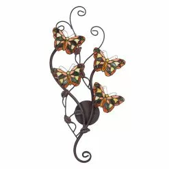 Clayre & Eef LumiLamp Wandlamp Tiffany 32x68 Cm Geel Bruin Metaal Glas Vlinder Muurlamp Sfeerlamp Tiffany Lamp Geel Muurlamp -LAMPEN Winkel 2410283 8c221c13