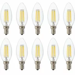 BES LED LED Lamp 10 Pack - Kaarslamp - Filament - E14 Fitting - 6W Dimbaar - Warm Wit 2700K