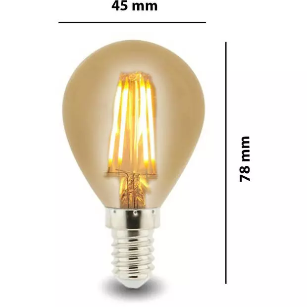 BES LED LED Lamp 10 Pack - Facto - Filament Bulb - E14 Fitting - 4W - Warm Wit 2700K 3 BES LED LED Lamp 10 Pack - Facto - Filament Bulb - E14 Fitting - 4W - Warm Wit 2700K - Afbeelding 3