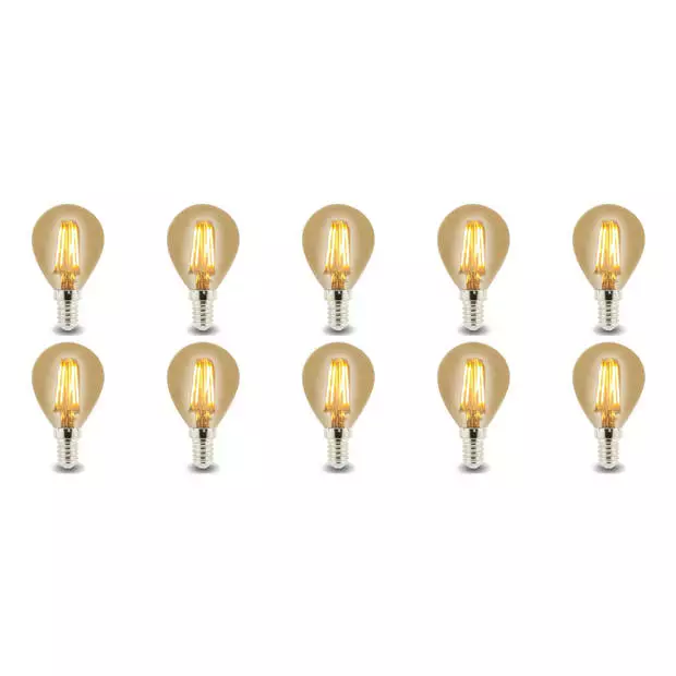 BES LED LED Lamp 10 Pack - Facto - Filament Bulb - E14 Fitting - 4W - Warm Wit 2700K 1 BES LED LED Lamp 10 Pack - Facto - Filament Bulb - E14 Fitting - 4W - Warm Wit 2700K