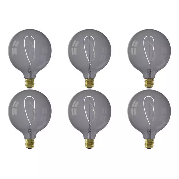 CALEX - LED Lamp 6 Pack - Nora Topaz G125 - E27 Fitting - Dimbaar - 4W - Warm Wit 2200K - Grijs 1 CALEX - LED Lamp 6 Pack - Nora Topaz G125 - E27 Fitting - Dimbaar - 4W - Warm Wit 2200K - Grijs