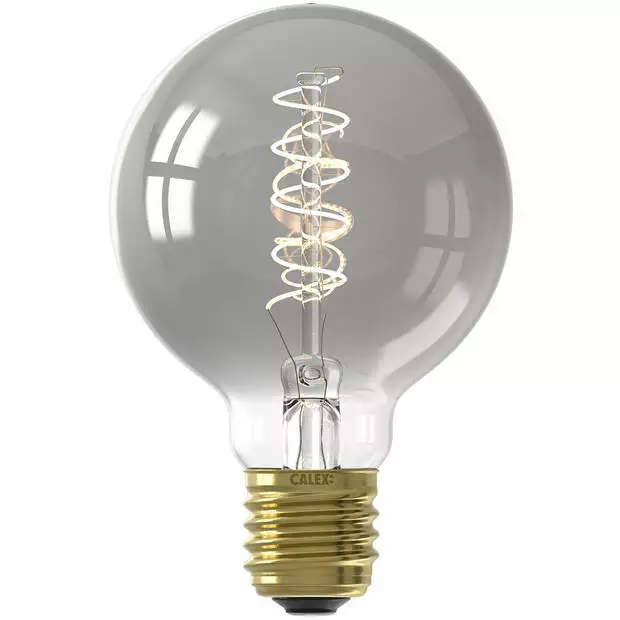 CALEX - LED Lamp - Globe - Filament G80 - E27 Fitting - Dimbaar - 4W - Warm Wit 2100K - Grijs 2 CALEX - LED Lamp - Globe - Filament G80 - E27 Fitting - Dimbaar - 4W - Warm Wit 2100K - Grijs - Afbeelding 2