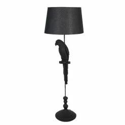 Clayre & Eef Vloerlamp Papegaai Ø 40x121 Cm Zwart Kunststof Staande Lamp Zwart Staande Lamp