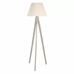 Clayre & Eef Vloerlamp 45x45x149 Cm Beige Hout Textiel Rechthoek Staande Lamp Beige Staande Lamp