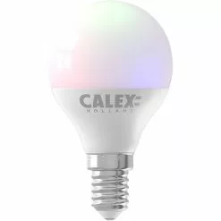 CALEX - LED Lamp - Smart Kogellamp - E14 Fitting - Dimbaar - 5W - Aanpasbare Kleur CCT - RGB - Mat Wit
