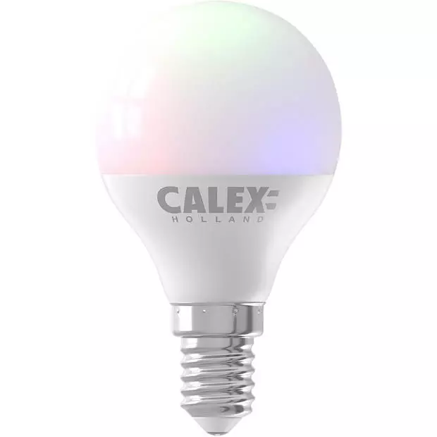CALEX - LED Lamp - Smart Kogellamp - E14 Fitting - Dimbaar - 5W - Aanpasbare Kleur CCT - RGB - Mat Wit 1 CALEX - LED Lamp - Smart Kogellamp - E14 Fitting - Dimbaar - 5W - Aanpasbare Kleur CCT - RGB - Mat Wit