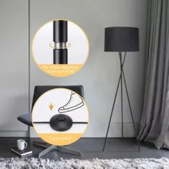 Aigostar 13AT2 - Vloerlamp - Moderne Staande Lamp - 145cm - E27 Fitting - Woonkamer - Zwart -LAMPEN Winkel 3665117 8203ef1f