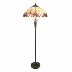 Clayre & Eef LumiLamp Tiffany Vloerlamp Ø 50x157 Cm Beige Bruin Glas Kunststof Rond Staande Lamp Beige Staande Lamp -LAMPEN Winkel 3704099 8ae298c3