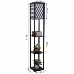 Zenzee Vloerlamp - Staande Lamp - Stalamp - Met Opbergruimte - 26L X 26B X 160H Cm - Zwart -LAMPEN Winkel 3723175 97c7399d