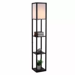 Zenzee Vloerlamp - Staande Lamp - Stalamp - Modern - Met Opbergruimte - 26L X 26B X 160H Cm - Zwart