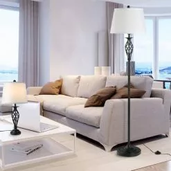 Zenzee Driedelige Set Van 1 Staande Lamp En 2 Tafellampen - Vloerlamp - Stalamp - Tafellamp - Vintage - Klassiek - Zwart/wit 12 Zenzee Driedelige Set Van 1 Staande Lamp En 2 Tafellampen - Vloerlamp - Stalamp - Tafellamp - Vintage - Klassiek - Zwart/wit -LAMPEN Winkel 3730271 5a67ceb7