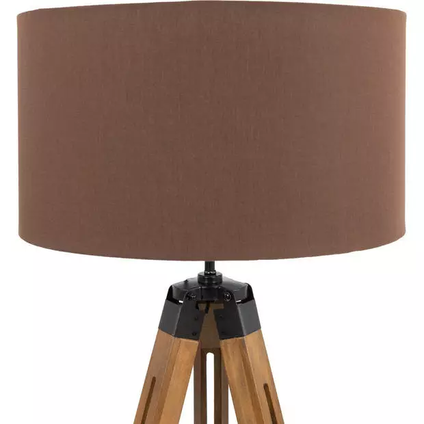 MaxxHome Vloerlamp Elly - Staande Lamp - Leeslamp - Driepoot - Hout -145 Cm - E27 - LED - 40W - Bruin 2 MaxxHome Vloerlamp Elly - Staande Lamp - Leeslamp - Driepoot - Hout -145 Cm - E27 - LED - 40W - Bruin - Afbeelding 2