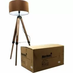 MaxxHome Vloerlamp Elly - Staande Lamp - Leeslamp - Driepoot - Hout -145 Cm - E27 - LED - 40W - Bruin 10 MaxxHome Vloerlamp Elly - Staande Lamp - Leeslamp - Driepoot - Hout -145 Cm - E27 - LED - 40W - Bruin -LAMPEN Winkel 3766200 b344703c