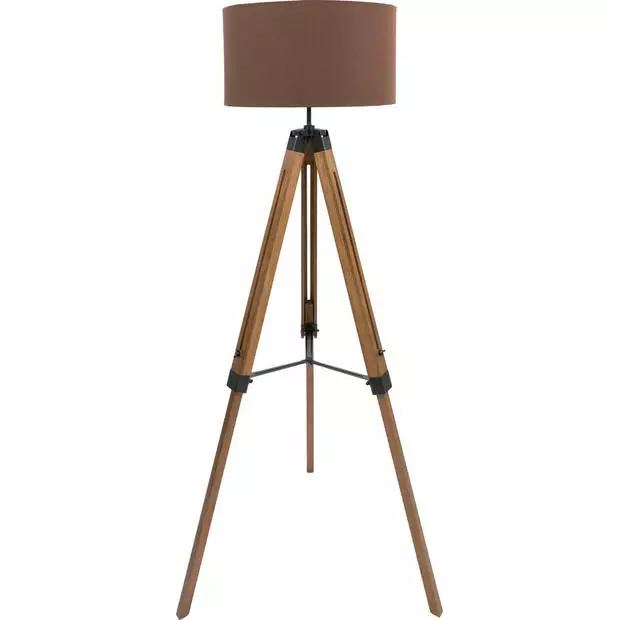 MaxxHome Vloerlamp Elly - Staande Lamp - Leeslamp - Driepoot - Hout -145 Cm - E27 - LED - 40W - Bruin 1 MaxxHome Vloerlamp Elly - Staande Lamp - Leeslamp - Driepoot - Hout -145 Cm - E27 - LED - 40W - Bruin