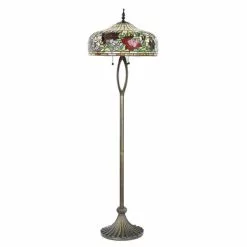 Clayre & Eef LumiLamp Tiffany Vloerlamp Ø 48x165 Cm Beige Rood Glas Kunststof Rond Bloemen Staande Lamp Beige Staande Lamp -LAMPEN Winkel 3787516 d0a29e58