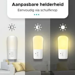 Qumax LED Nachtlampje Stopcontact 4 Stuks - Dimbare Nachtlampjes Met Sensor - Nachtlampje Babykamer - Nacht Lamp - Dag E -LAMPEN Winkel 3816830 74051138