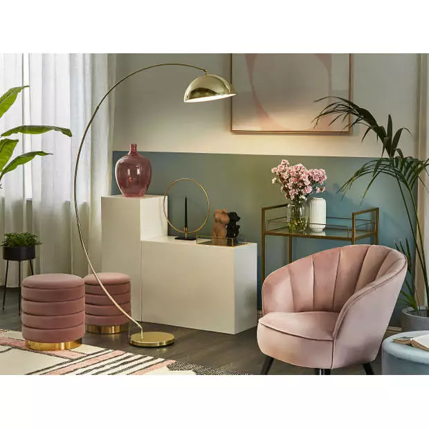 Beliani KAMA - Staande Lamp-Goud-Metaal 2 Beliani KAMA - Staande Lamp-Goud-Metaal - Afbeelding 2