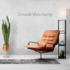Zenzee Vloerlamp - Staande Lamp - Stalamp - Modern - Met Opbergruimte - 26L X 26B X 160H Cm - Zwart- Effen -LAMPEN Winkel 3906290 566f8db8