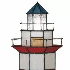 HAES DECO - Tiffany Tafellamp Vuurtoren Rood, Wit Ø 21x56 Cm Fitting E14 / Lamp Max 2x25W -LAMPEN Winkel 3933059 b4cf5ea8