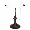 HAES DECO - Bankierslamp Tafellamp Wit 26x16x38 Cm Fitting E27 / Lamp Max 1x40W