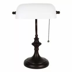 HAES DECO - Bankierslamp Tafellamp Wit 26x16x38 Cm Fitting E27 / Lamp Max 1x40W -LAMPEN Winkel 3933067 b056b664