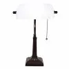 HAES DECO - BankierslampTafellamp Wit 26x16x40 Cm Fitting E27 / Lamp Max 1x40W