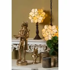 HAES DECO - Tiffany Tafellamp Beige 21x21x38 Cm Fitting E14/ Lamp Max 1x25W -LAMPEN Winkel 3933073 ac7c7083