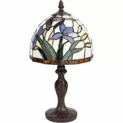 HAES DECO - Tiffany Tafellamp Beige, Blauw Ø 20x36 Cm Fitting E14 / Lamp Max 1x25W -LAMPEN Winkel 3933082 32f43307