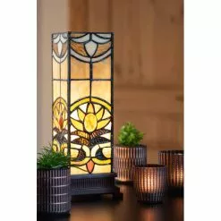 HAES DECO - Tiffany Tafellamp Beige, Bruin 12x12x35 Cm Fitting E14 / Lamp Max 1x40W -LAMPEN Winkel 3933087 86d7b0dc