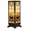 HAES DECO - Tiffany Tafellamp Beige, Bruin 18x18x45 Cm Fitting E27 / Lamp Max 1x60W