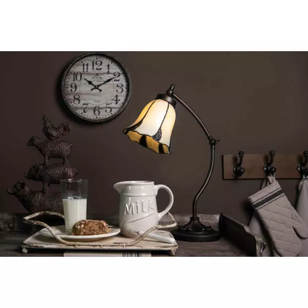 HAES DECO - Tiffany Tafellamp Beige, Bruin Ø 15x46 Cm Fitting E14 / Lamp Max 1x25W 2 HAES DECO - Tiffany Tafellamp Beige, Bruin Ø 15x46 Cm Fitting E14 / Lamp Max 1x25W - Afbeelding 2