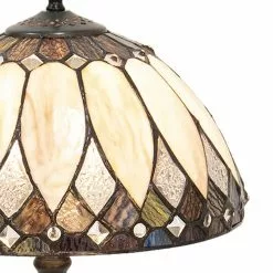 HAES DECO - Tiffany Tafellamp Beige, Bruin Ø 30x46 Cm Fitting E27 / Lamp Max 1x60W -LAMPEN Winkel 3933101 82c3741c