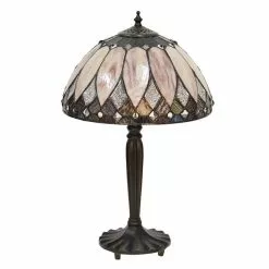 HAES DECO - Tiffany Tafellamp Beige, Bruin Ø 30x46 Cm Fitting E27 / Lamp Max 1x60W -LAMPEN Winkel 3933101 b081b0a8