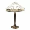 HAES DECO - Tiffany Tafellamp Beige, Bruin Ø 40x58 Cm Fitting E27 / Lamp Max 2x60W