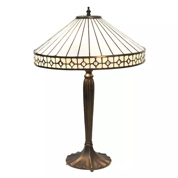 HAES DECO - Tiffany Tafellamp Beige, Bruin Ø 40x58 Cm Fitting E27 / Lamp Max 2x60W 1 HAES DECO - Tiffany Tafellamp Beige, Bruin Ø 40x58 Cm Fitting E27 / Lamp Max 2x60W