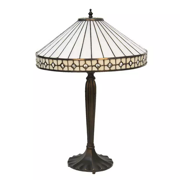 HAES DECO - Tiffany Tafellamp Beige, Bruin Ø 40x58 Cm Fitting E27 / Lamp Max 2x60W 3 HAES DECO - Tiffany Tafellamp Beige, Bruin Ø 40x58 Cm Fitting E27 / Lamp Max 2x60W - Afbeelding 3