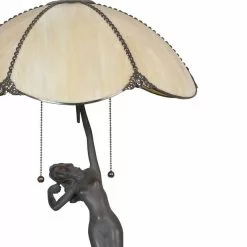 HAES DECO - Tiffany Tafellamp Beige, Bruin Ø 41x70 Cm Fitting E27 / Lamp Max 2x60W -LAMPEN Winkel 3933112 0054b743