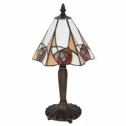 HAES DECO - Tiffany Tafellamp Beige, Geel 20x18x37 Cm Fitting E14 / Lamp Max 1x40W -LAMPEN Winkel 3933118 5573736c