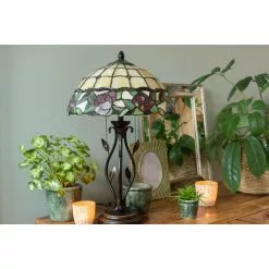 HAES DECO - Tiffany Tafellamp Beige, Groen Ø 35x61 Cm Fitting E27 / Lamp Max 2x60W -LAMPEN Winkel 3933129 72de28c2