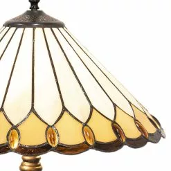 HAES DECO - Tiffany Tafellamp Beige, Wit Ø 40x62 Cm Fitting E27 / Lamp Max 2x60W -LAMPEN Winkel 3933142 362441c2