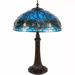 HAES DECO - Tiffany Tafellamp Blauw Ø 41x57 Cm Fitting E27 / Lamp Max 2x40W -LAMPEN Winkel 3933147 d67baedc