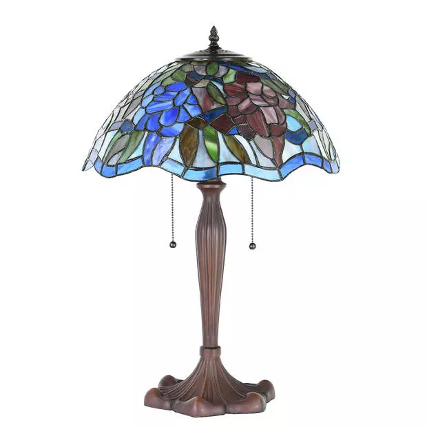 HAES DECO - Tiffany Tafellamp Blauw Ø 41x60 Cm Fitting E27 / Lamp Max 2x60W 2 HAES DECO - Tiffany Tafellamp Blauw Ø 41x60 Cm Fitting E27 / Lamp Max 2x60W - Afbeelding 2