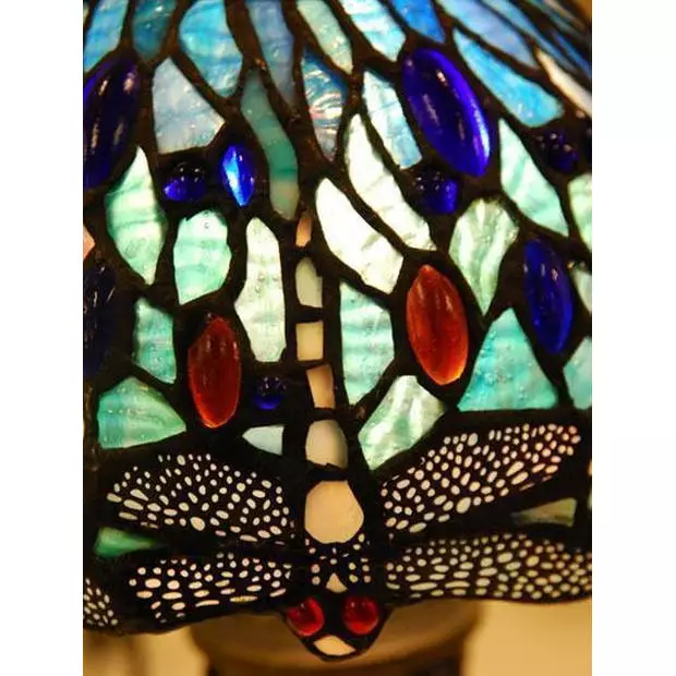 HAES DECO - Tiffany Tafellamp Blauw, Grijs, Beige Ø 20x35 Cm Fitting E14 / Lamp Max 1x60W 2 HAES DECO - Tiffany Tafellamp Blauw, Grijs, Beige Ø 20x35 Cm Fitting E14 / Lamp Max 1x60W - Afbeelding 2