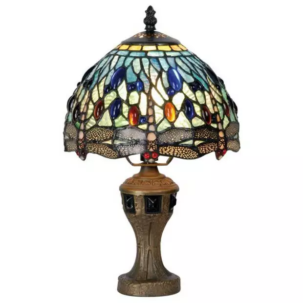 HAES DECO - Tiffany Tafellamp Blauw, Grijs, Beige Ø 20x35 Cm Fitting E14 / Lamp Max 1x60W 3 HAES DECO - Tiffany Tafellamp Blauw, Grijs, Beige Ø 20x35 Cm Fitting E14 / Lamp Max 1x60W - Afbeelding 3