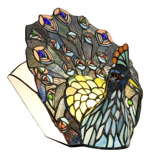 HAES DECO - Tiffany Tafellamp Blauw, Groen 32x35x30 Cm Fitting E14 / Lamp Max 1x40W 8 HAES DECO - Tiffany Tafellamp Blauw, Groen 32x35x30 Cm Fitting E14 / Lamp Max 1x40W - Afbeelding 8